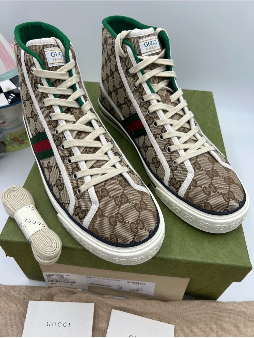 Men’s Gucci tennis 1977GG monogram canvas sneakers size 12.5 fits 13 US